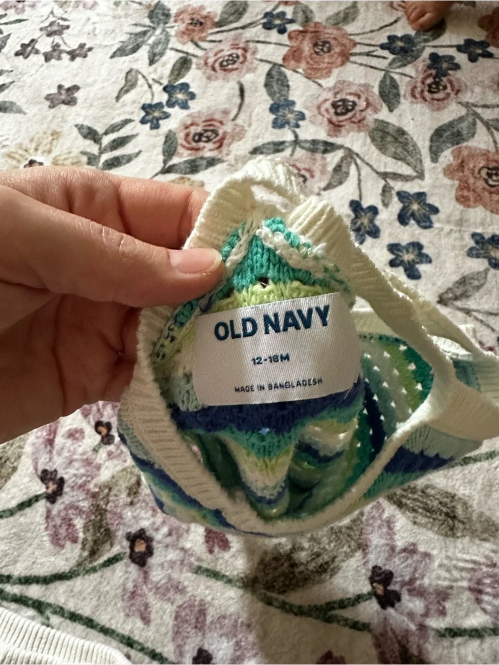 Old Navy Cream Crochet Tank and Striped Shorts Set